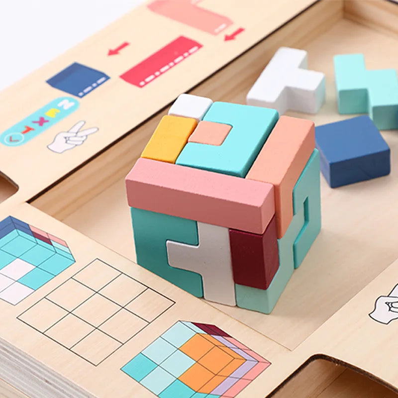 Magic Cube 2 In 1 Puzzle Board Buzzle Kids Inteligence Multi Educational Sensory Toy Autistic Game for School Older Children 5/6 - Montessori Land