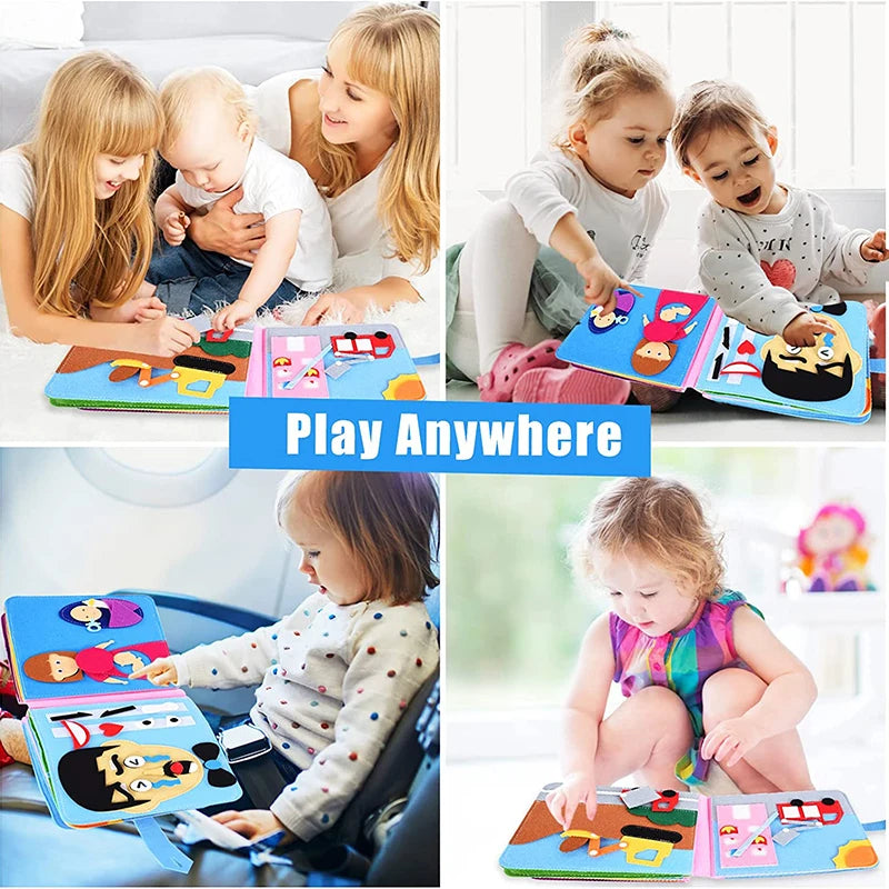Montessori Baby Busy Board 3D Toddlers Story Cloth Book Sensory toys for babies Education Habits Toys books for kids from 0-3 - Montessori Land