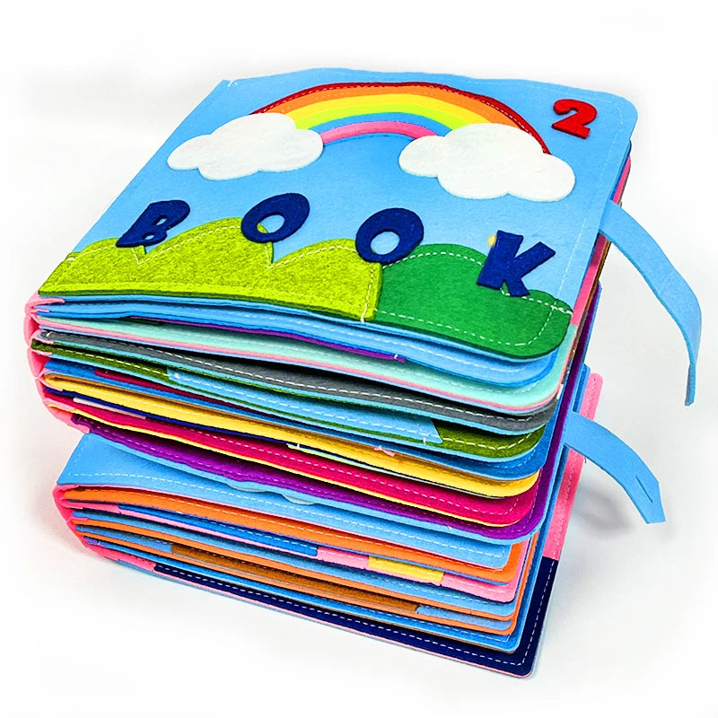 Montessori Baby Busy Board 3D Toddlers Story Cloth Book Sensory toys for babies Education Habits Toys books for kids from 0-3 - Montessori Land