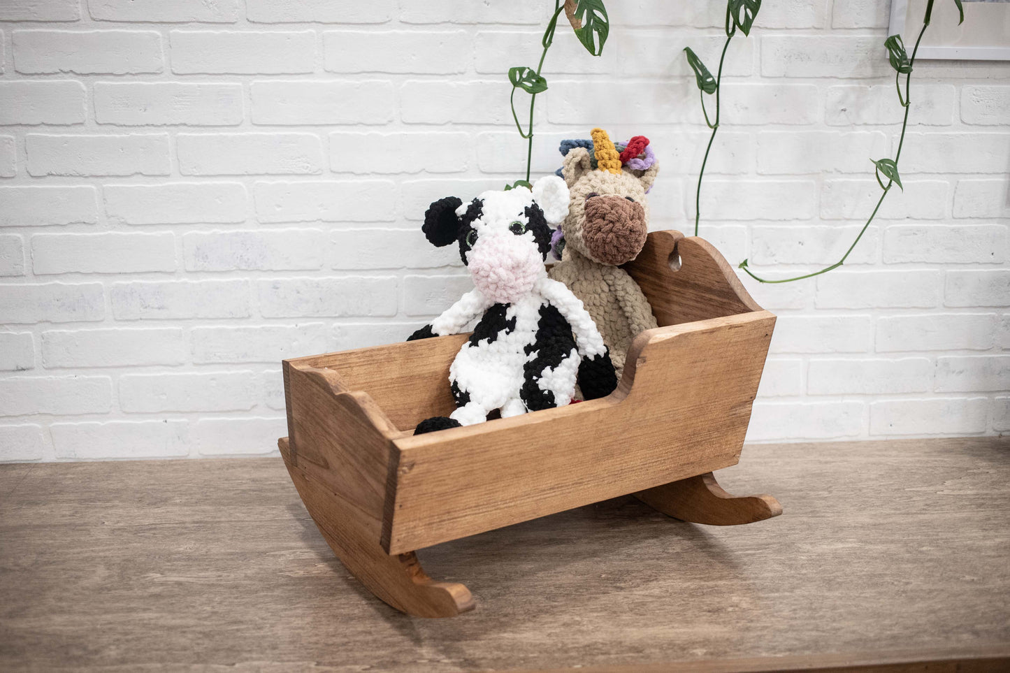 Handmade Wooden Doll Crib, Rocking Baby Doll Cradle, Personalized Toy-3