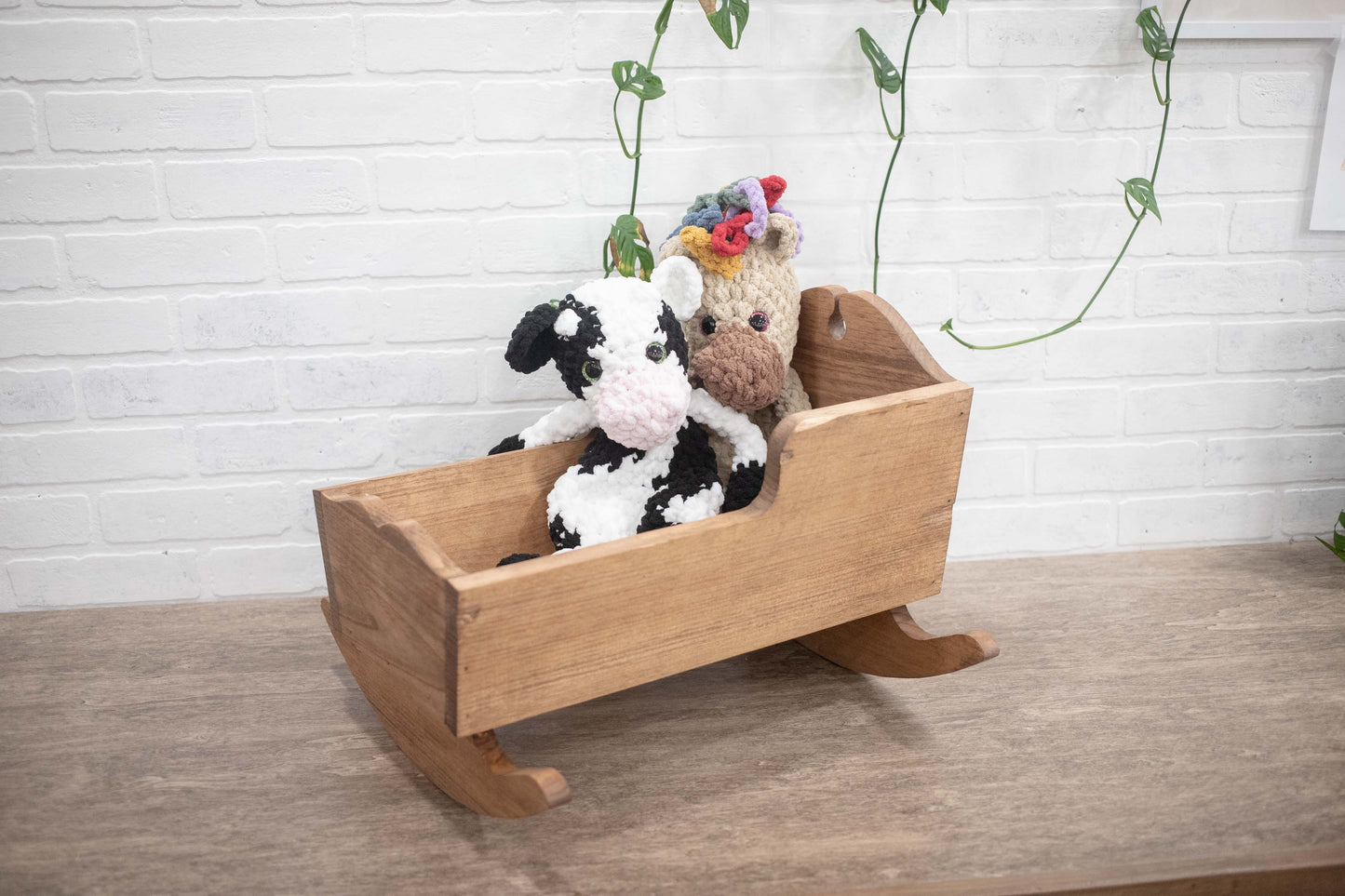 Handmade Wooden Doll Crib, Rocking Baby Doll Cradle, Personalized Toy-2