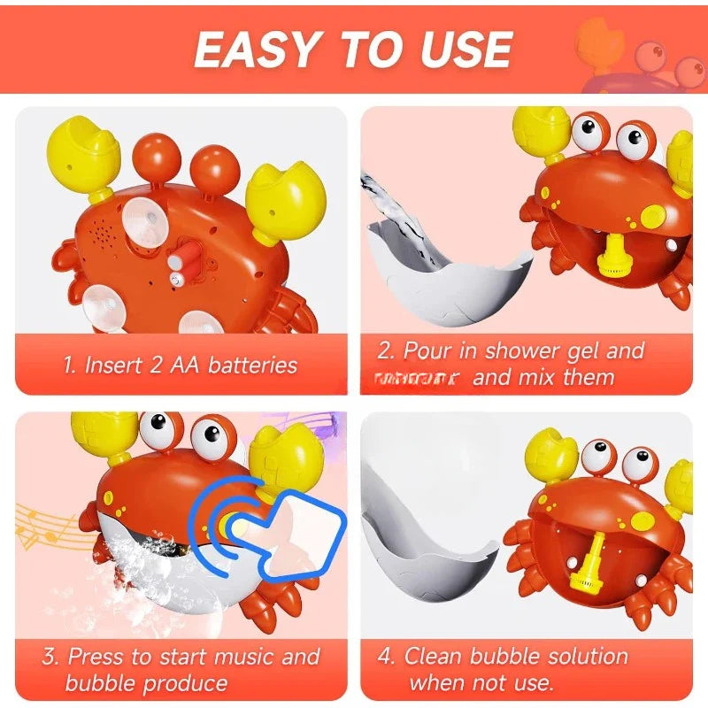 Bubble Machine Crab Frog Music Baby Shower Bath Toy-3