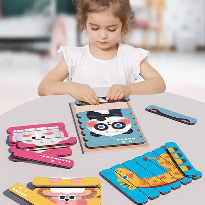 Baby Wooden Montessori Puzzle Child Game Wooden Puzzle 3D Cartoon Animal Puzzle Babies Toys Puzzles For Kids 1 2 3 Year Old - Montessori Land
