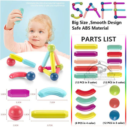 Magnetic Constructor Blocks Set Toys for Kids Magnet Stick Rod Building Blocks Montessori Educational Toys For Children Boy Girl - Montessori Land