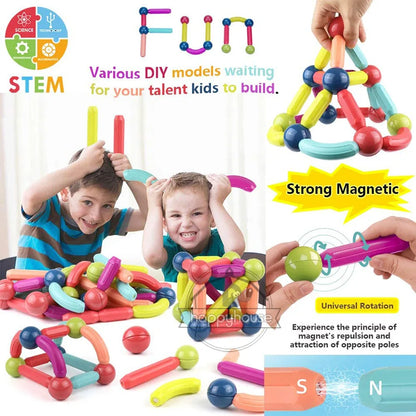 Magnetic Constructor Blocks Set Toys for Kids Magnet Stick Rod Building Blocks Montessori Educational Toys For Children Boy Girl - Montessori Land
