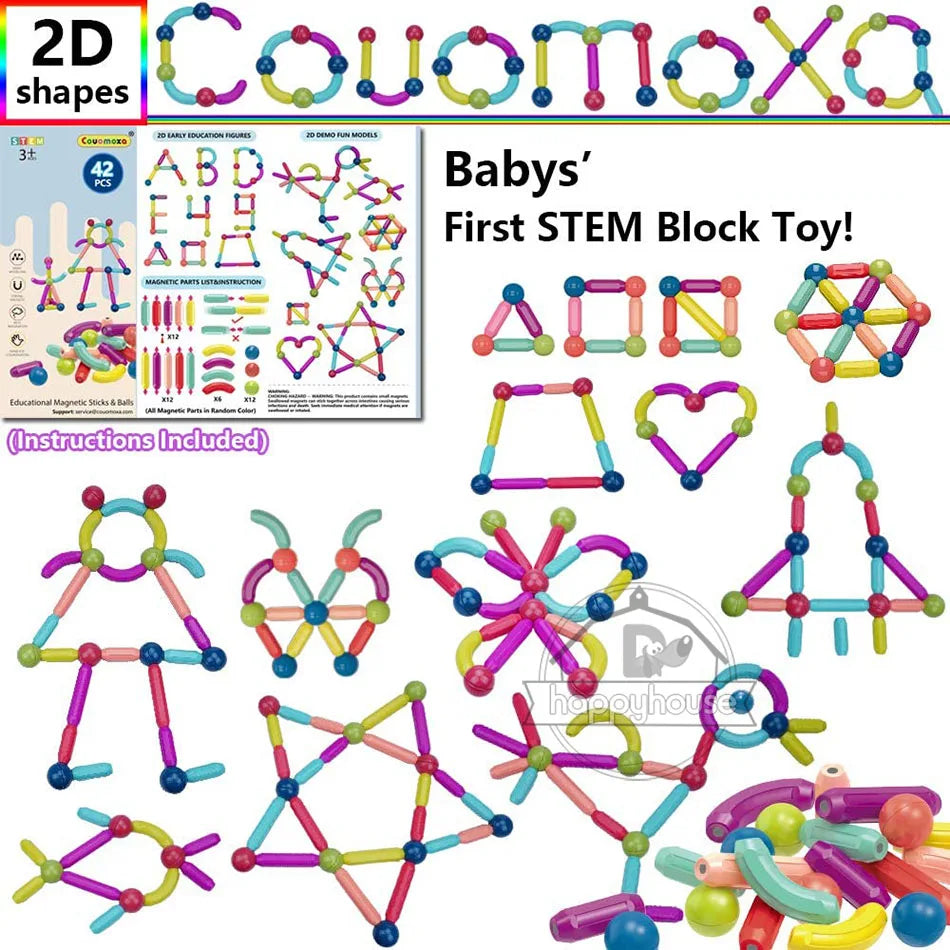 Magnetic Constructor Blocks Set Toys for Kids Magnet Stick Rod Building Blocks Montessori Educational Toys For Children Boy Girl - Montessori Land