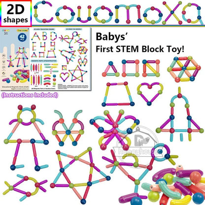 Magnetic Constructor Blocks Set Toys for Kids Magnet Stick Rod Building Blocks Montessori Educational Toys For Children Boy Girl - Montessori Land