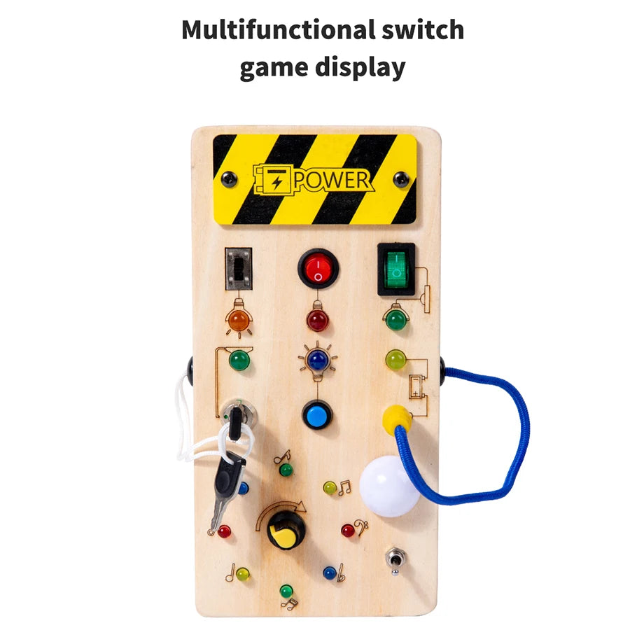 Montessori Busy Board Sensory Toys Wooden With LED Light Switch Control Board Travel Activities Children Games For 2-4 Years Old - Montessori Land