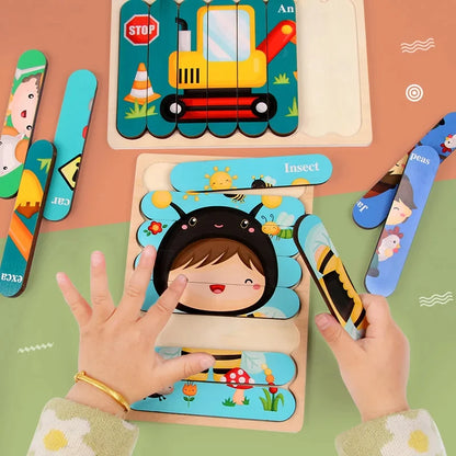 Baby Wooden Montessori Puzzle Child Game Wooden Puzzle 3D Cartoon Animal Puzzle Babies Toys Puzzles For Kids 1 2 3 Year Old - Montessori Land