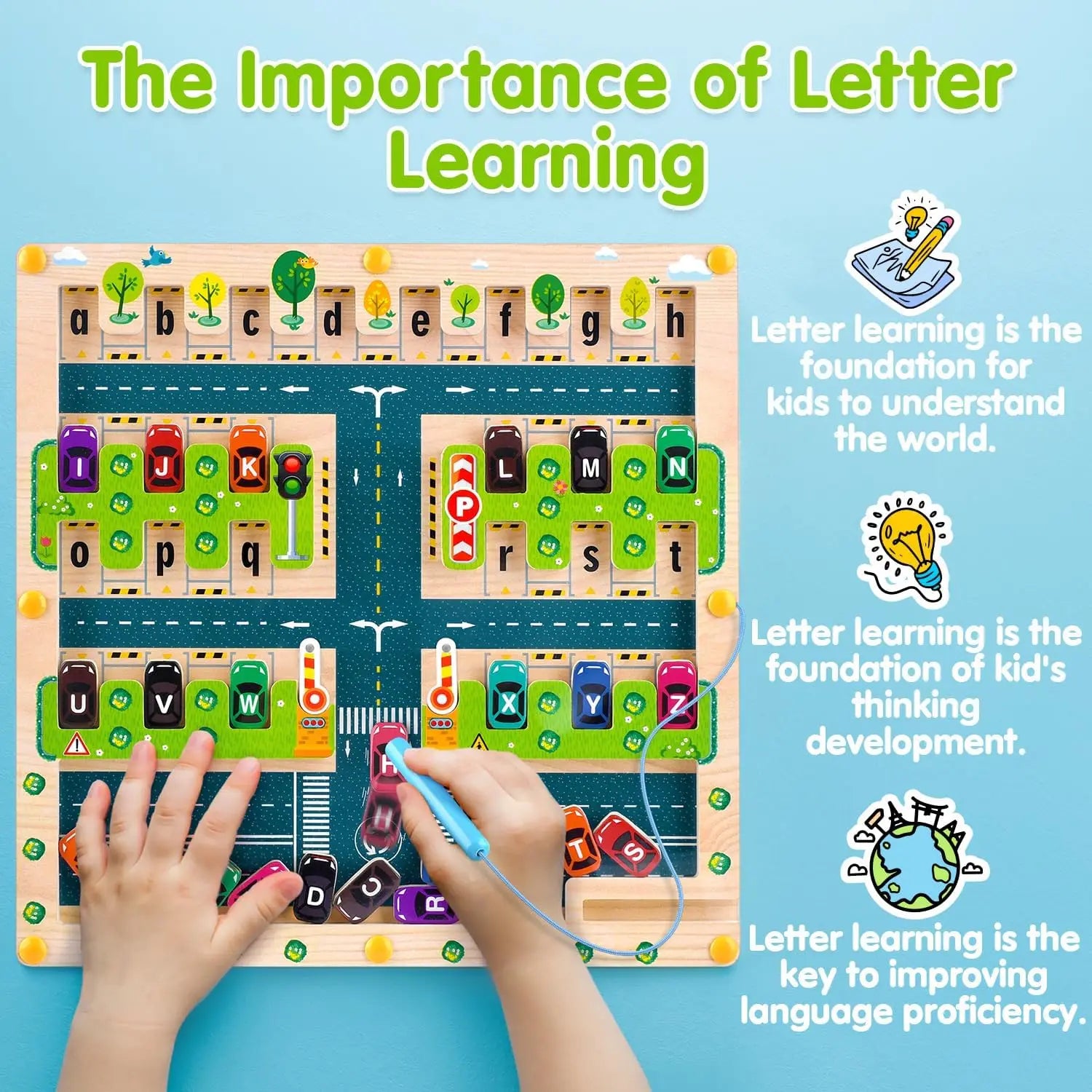 Magnetic Alphabet Maze Letter Puzzle Montessori Motor Skills Toys Wooden Learning Letter Board Sensory Activities for Toddlers - Montessori Land