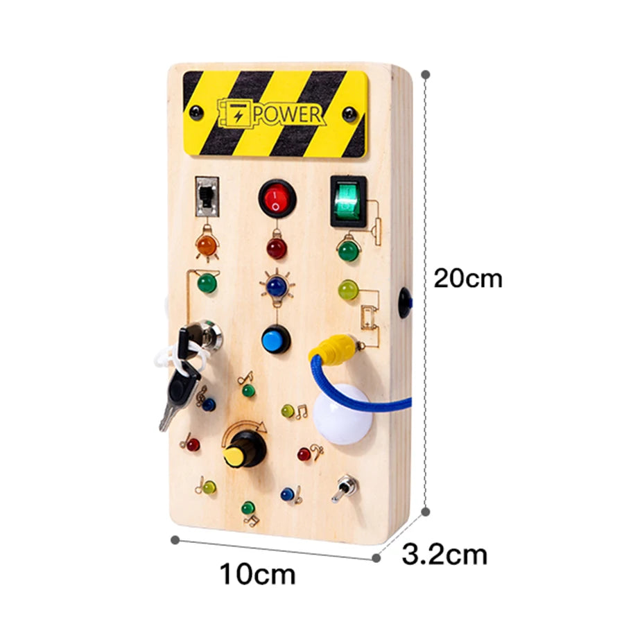 Montessori Busy Board Sensory Toys Wooden With LED Light Switch Control Board Travel Activities Children Games For 2-4 Years Old - Montessori Land