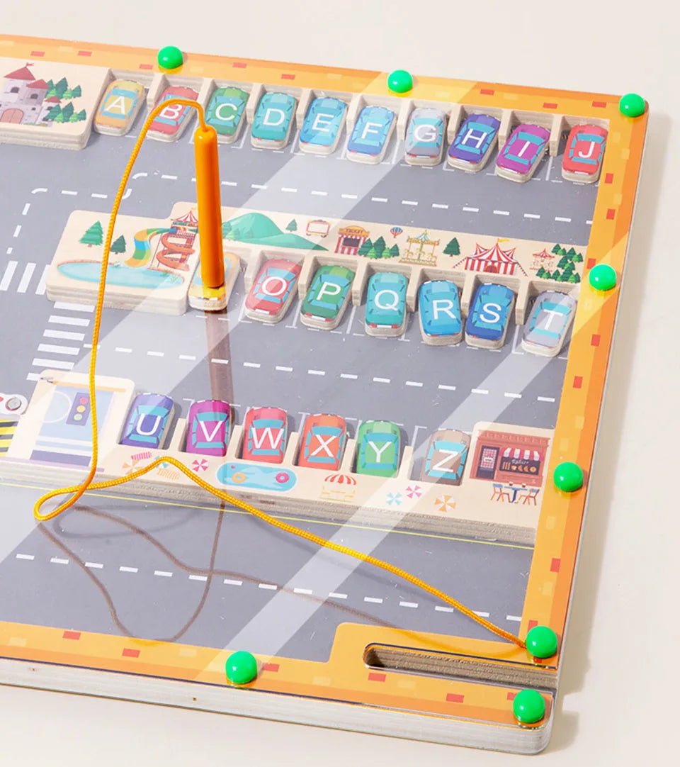 Magnetic Alphabet Maze Letter Puzzle Montessori Motor Skills Toys Wooden Learning Letter Board Sensory Activities for Toddlers - Montessori Land