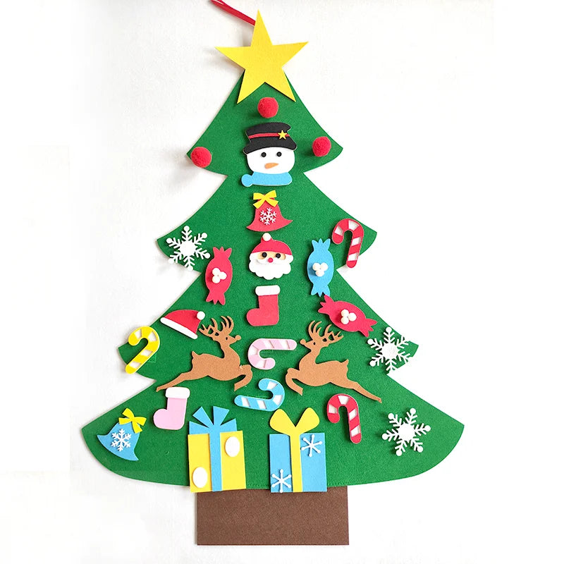 DIY Felt Christmas Tree Christmas Decoration for Home Navidad 2022 New Year Christmas Ornaments Santa Claus Xmas Kids Gifts - Montessori Land