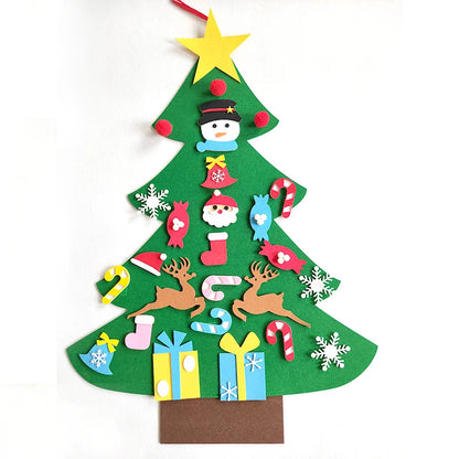 DIY Felt Christmas Tree Christmas Decoration for Home Navidad 2022 New Year Christmas Ornaments Santa Claus Xmas Kids Gifts - Montessori Land