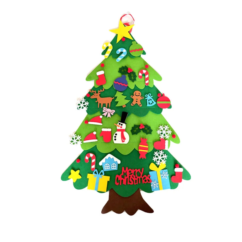 DIY Felt Christmas Tree Christmas Decoration for Home Navidad 2022 New Year Christmas Ornaments Santa Claus Xmas Kids Gifts - Montessori Land
