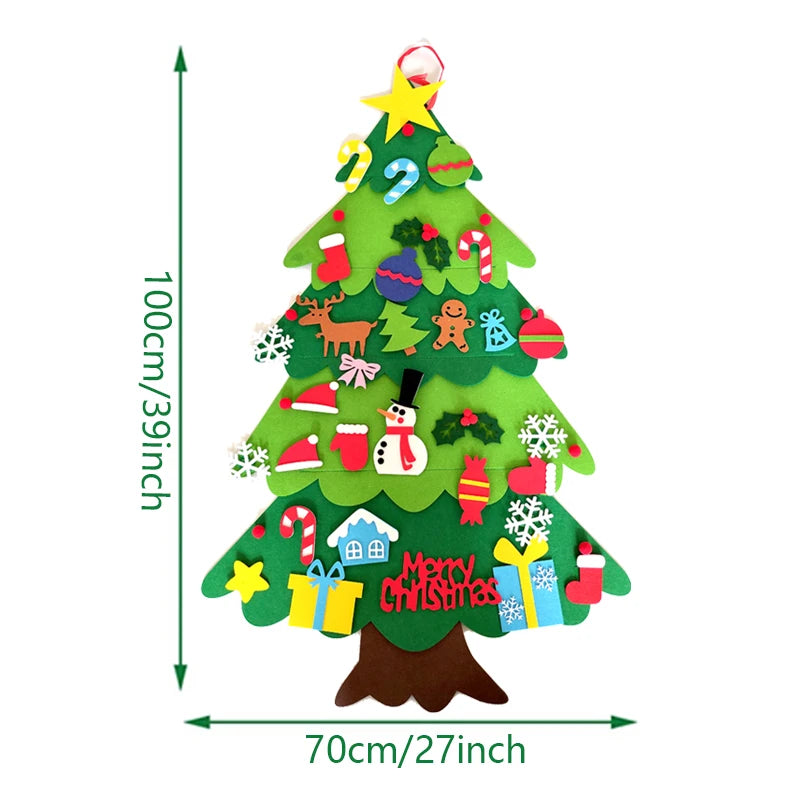 DIY Felt Christmas Tree Christmas Decoration for Home Navidad 2022 New Year Christmas Ornaments Santa Claus Xmas Kids Gifts - Montessori Land