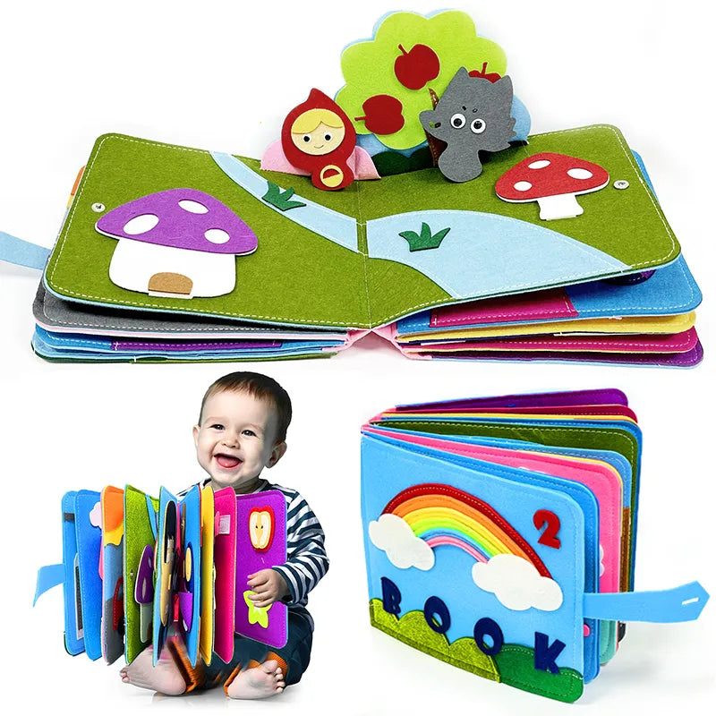 Montessori Baby Busy Board 3D Toddlers Story Cloth Book Sensory toys for babies Education Habits Toys books for kids from 0-3 - Montessori Land