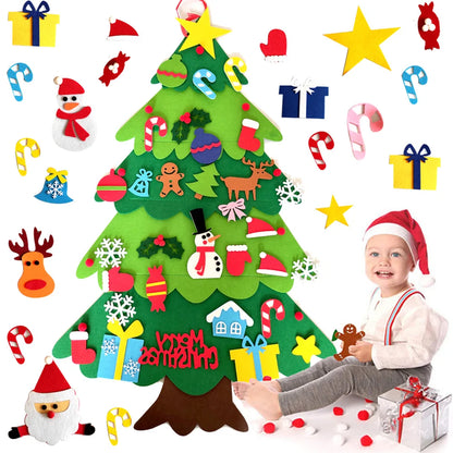 DIY Felt Christmas Tree Christmas Decoration for Home Navidad 2022 New Year Christmas Ornaments Santa Claus Xmas Kids Gifts - Montessori Land