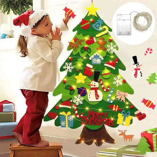 DIY Felt Christmas Tree Christmas Decoration for Home Navidad 2022 New Year Christmas Ornaments Santa Claus Xmas Kids Gifts - Montessori Land