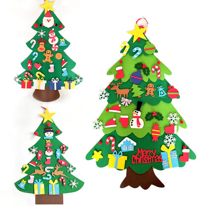 DIY Felt Christmas Tree Christmas Decoration for Home Navidad 2022 New Year Christmas Ornaments Santa Claus Xmas Kids Gifts - Montessori Land
