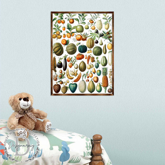 Fruit Montessori Wooden Poster - Kids Educational Poster - Homeschool I Classroom Decor - Aesthetic - 310224-0
