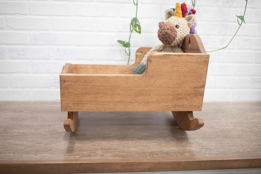 Handmade Wooden Doll Crib, Rocking Baby Doll Cradle, Personalized Toy-0